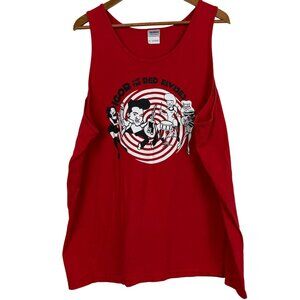 Vtg Y2K Igor & The Red Elvises Graphic Red Tank 2XL Both Sides Cotton Band Tee